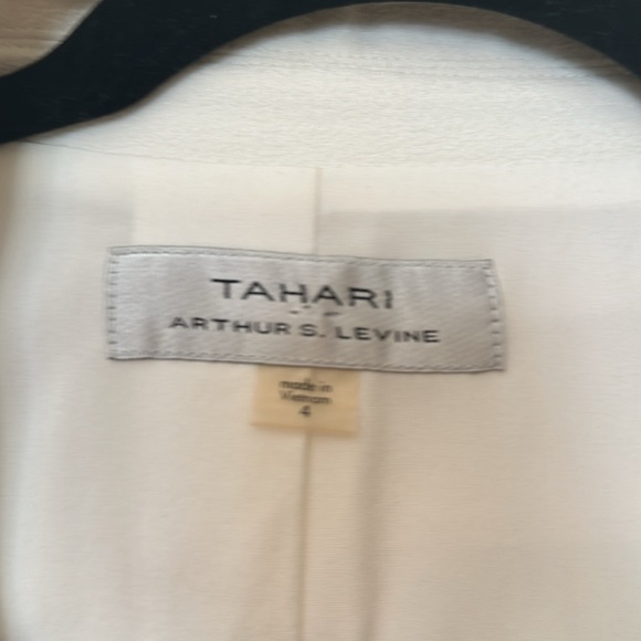 Tahari off white w/ black trim long blazer. Not too long. - Picture 2 of 3